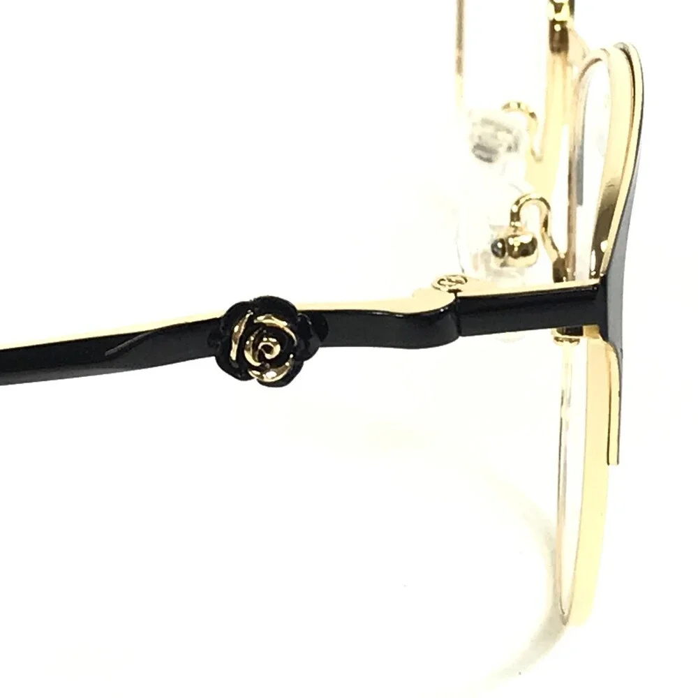 DiCaprio Eyeglasses Frames DC194 BLACK GOLD Cat Eye Full Rim 51-18-140